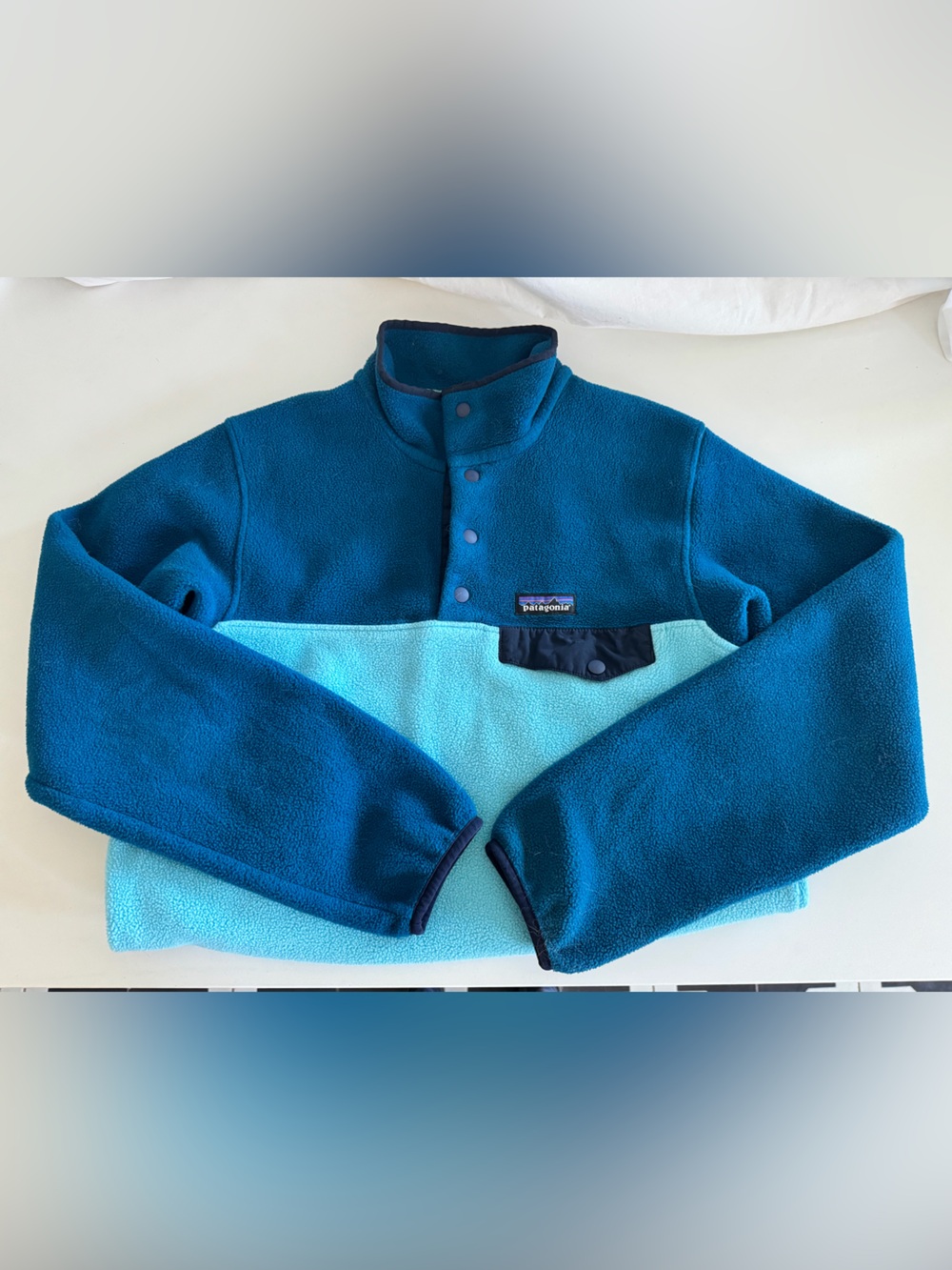 Patagonia Two-Tone Teal Fleece Pullover Jacket